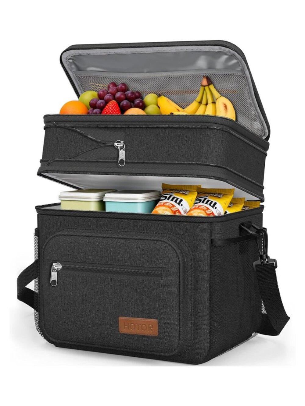 Insulated Lunch Bag 12L Expandable Double Layer Leakproof PEVA Meal Tote